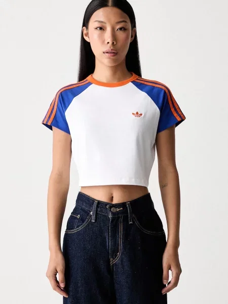 Adidas Originals къс топ дамски с бяло