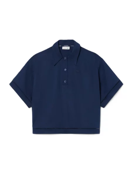 Lacoste polo z lyocellem niebieska