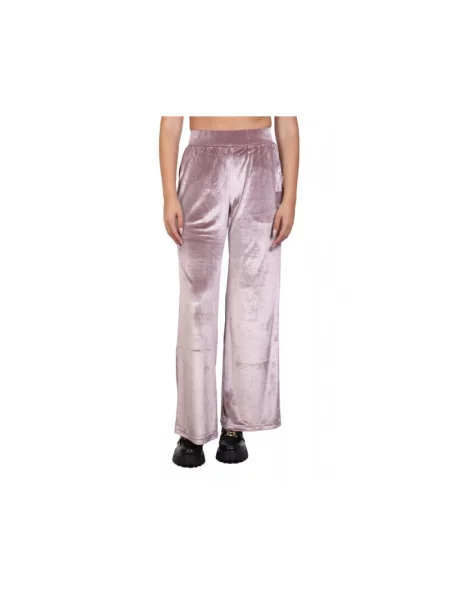 Welurowe spodnie Emporio Armani Ea7 fioletowe
