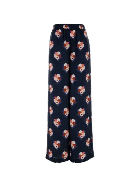 Pantaloni palazzo Fendi de mătase cu model floral cu imagine albastru