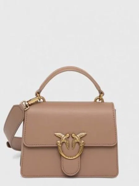 Pinko torebka skórzana beżowy brązowa