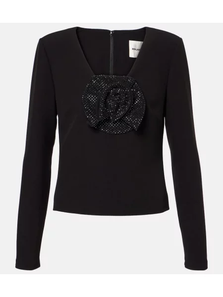 Top Roland Mouret cu model floral negru