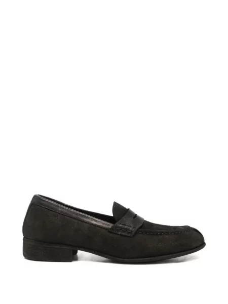 Pantofi loafer Guidi din piele de căprioară negru