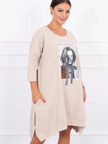 Rochie Kesi cu imagine de costum bej