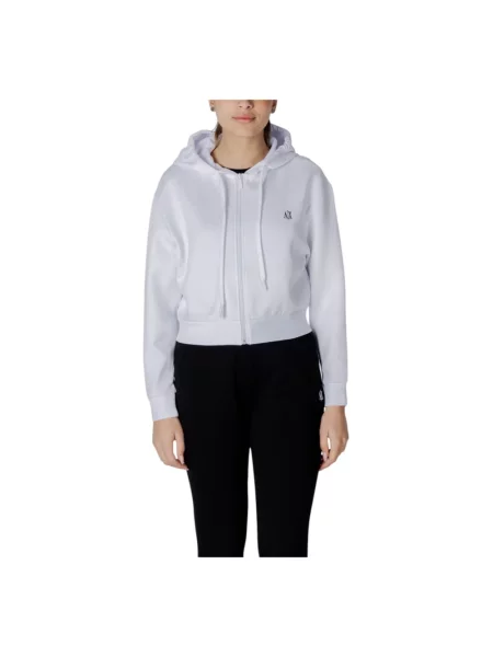 Bluza z kapturem Armani Exchange z kapturem o krotszym kroju biała