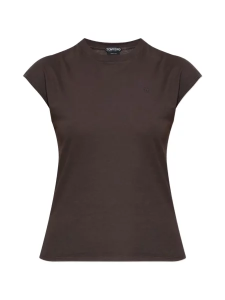 Tricou Tom Ford cu broderie maro