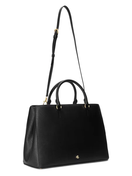 Kožená kabelka Lauren Ralph Lauren čierna