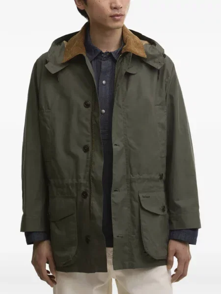 Geacă Barbour de catifea cord cu glugă verde