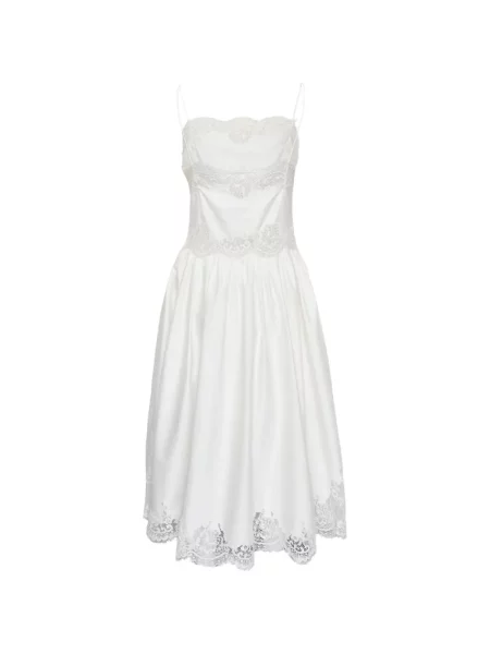 Rochie midi Self-portrait din dantelă de costum alb