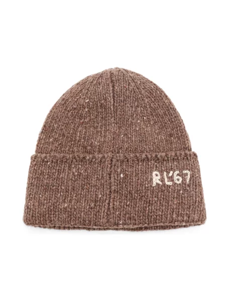 Lniana czapka Polo Ralph Lauren ze sznurkiem brązowa