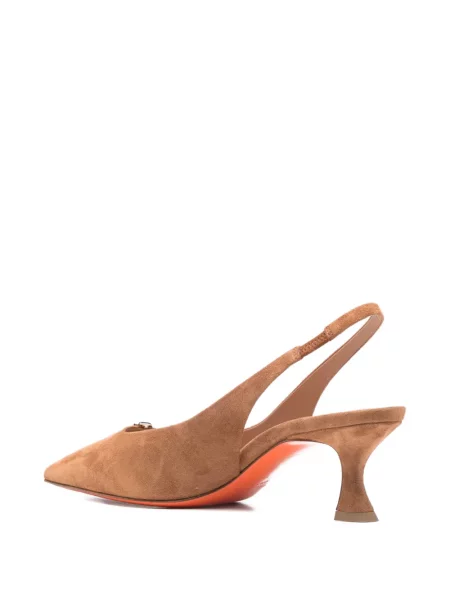 Pantofi cu toc Santoni din piele de căprioară slingback