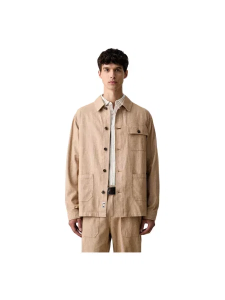 Scotch & Soda kurtka koszulowa z bawełną beżowa