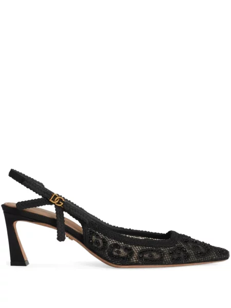 Pantofi cu toc Dolce & Gabbana din dantelă slingback negru