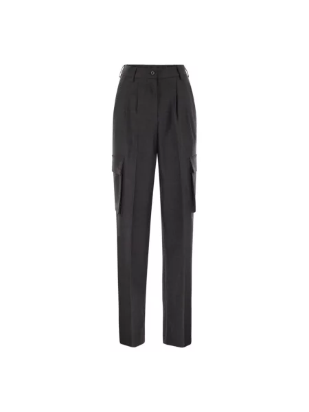 Spodnie cargo Herno z wysoką talią szare