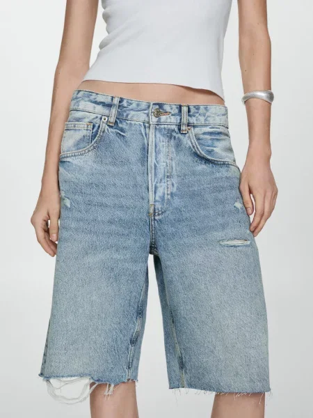 MANGO Шорты джинсовые синій