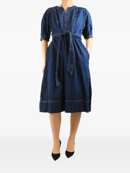 Cu centură rochie din denim Wyse albastru