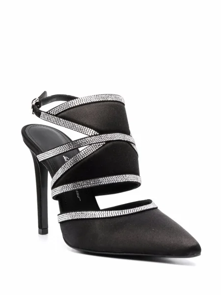 Γοβάκια Ferragamo με ανοιχτό τακούνι με πετραδάκια μαύρο