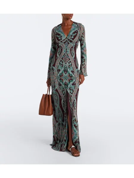 Rochie maxi Veronica Beard de mătase cu imagine