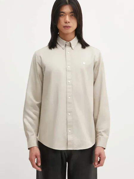 Carhartt WIP cămașă din L/S Madison Shirt cu guler button-down regular bej