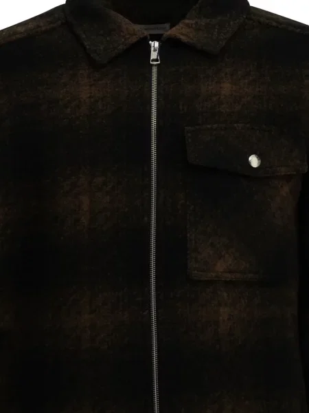 Geacă cămașă Moncler în carouri maro