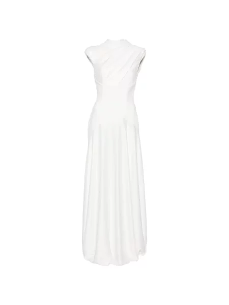 Rochie maxi Solace London cu un umăr gol alb