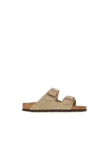 Klapki Birkenstock skórzane beżowe