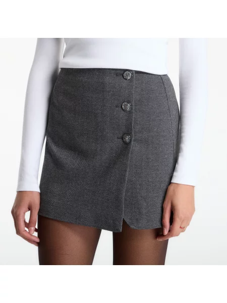 Пола GUESS Bertha A Line Mini Skirt Herringbone Mid Grey S сиво