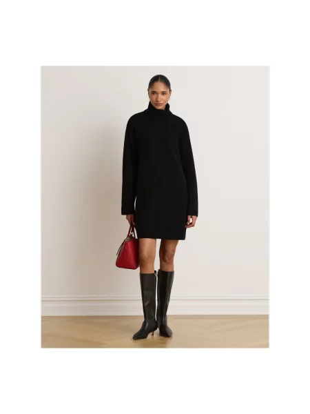 Sukienka Ralph Lauren wełniana z długim rękawem czarna