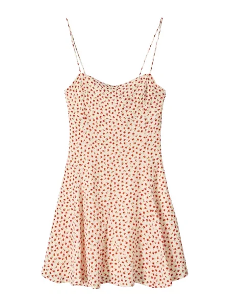 Bershka Poletna obleka / kaki / živo rdeča bež