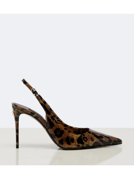 Pantofi cu toc Dolce&gabbana din piele cu imagine cu model leopard maro