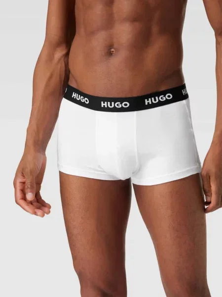 Obcisłe bokserki z detalami z logo w zestawie 3 szt. Hugo białe