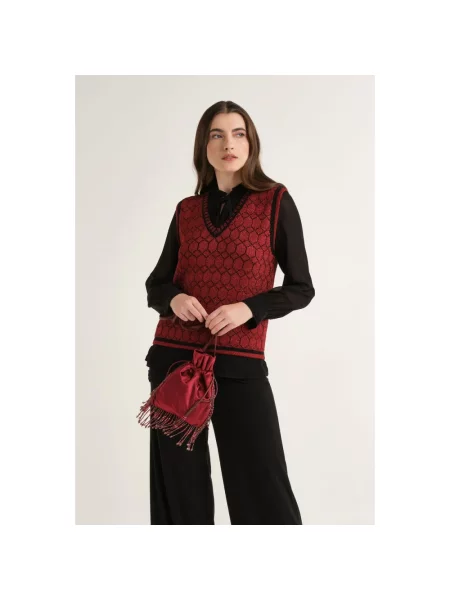 Sweter Maliparmi żakardowy czerwony
