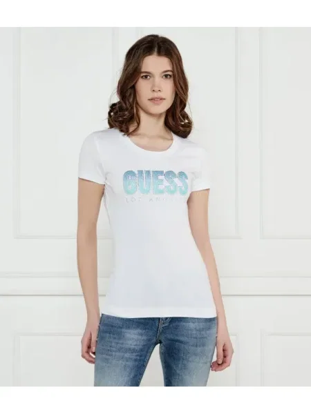 GUESS Tricou | alb