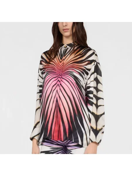Lniana koszula Roberto Cavalli z nadrukiem