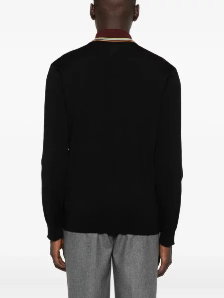 Cardigan Paul Smith de lână cu dungi negru