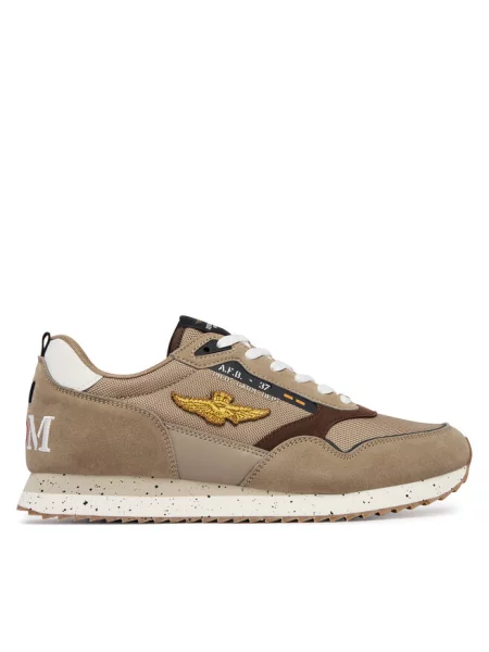 Sneakersy Aeronautica Militare beżowe