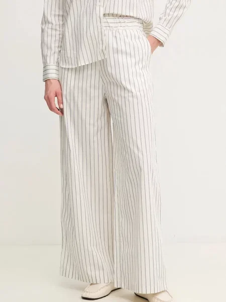 MAX&Co. pantaloni de femei lat high waist alb