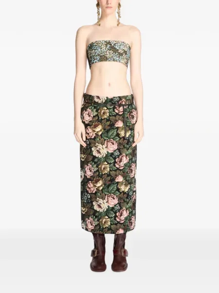 Top Dries Van Noten cu model floral negru