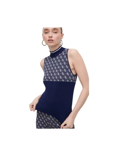 Sweter Guess bez rękawów granatowy