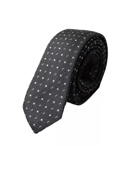 Jedwabny krawat Dolce And Gabbana w grochy biały