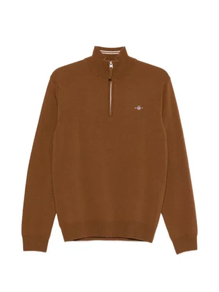 Pulover Gant de jumătate de fermoar maro