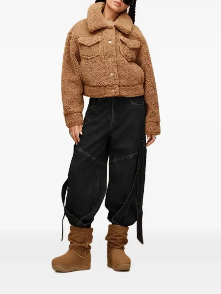 Geacă Ugg din piele de oaie maro