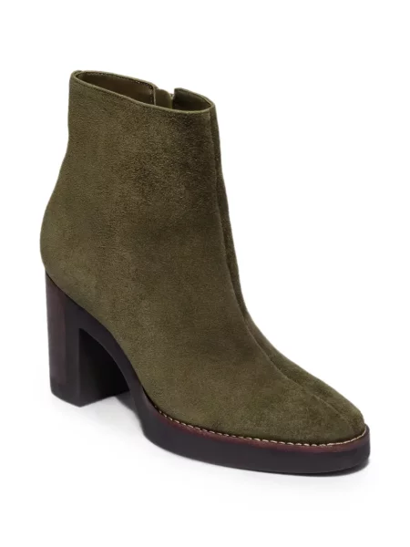 Cizme scurte Bernardo din piele de căprioară cu platformă verde