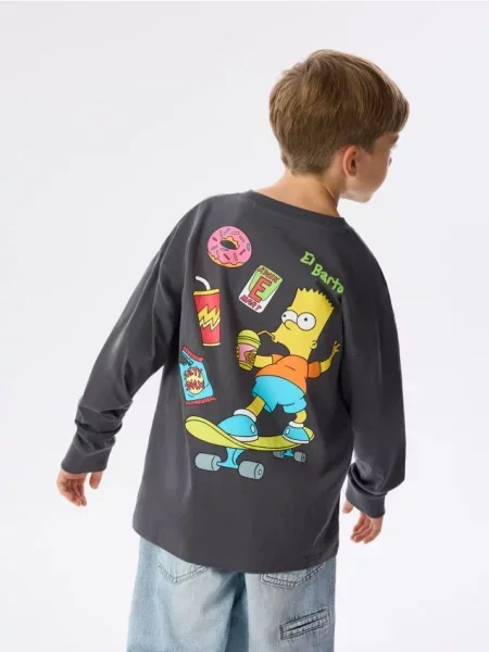 Reserved Dlhé tričko The Simpsons tmavosivá