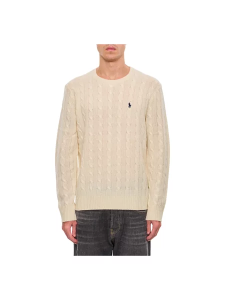 Polo Ralph Lauren sweter Mężczyźni Wełna jednolity XL biały