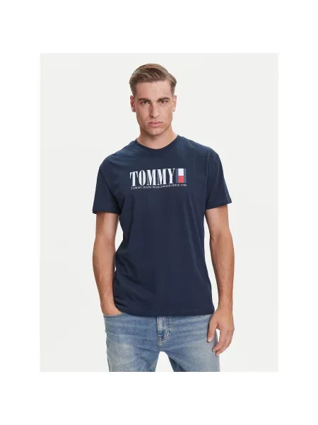 Tommy Jeans Majica Dna Flag Mornarsko Regular Fit modra