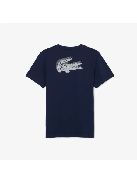 Lacoste Sportowy T-Shirt Z Grafiką Krokodyla Ultra Dry granatowy