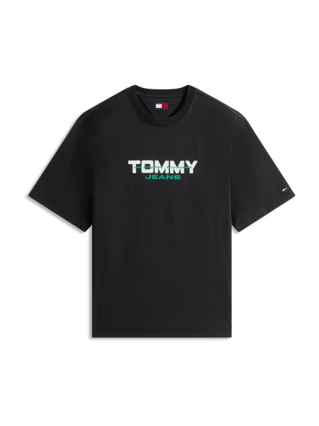 Tommy Jeans Tričko zelená / černá bílá