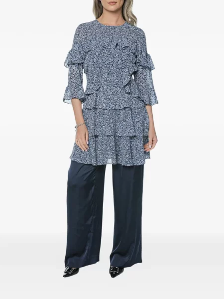 Pantaloni Michael Kors din satin albastru