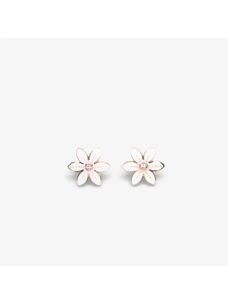 Обеци GUESS White Lotus Earrings Gold Universal бяло
